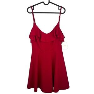 NWT Altar'd StateRed Ruffle Detail Strappy Fit & Flare Skater Dress Size Medium
